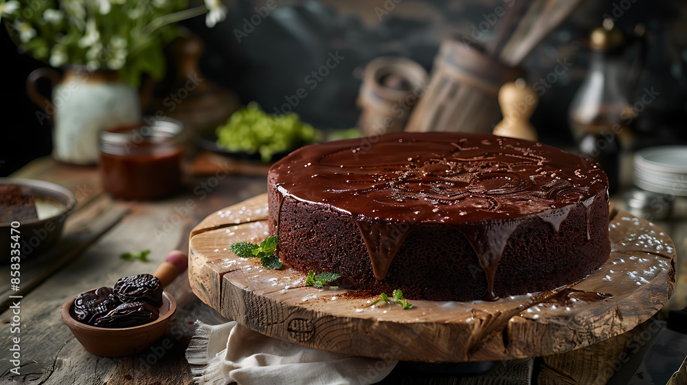culinary photo, piece of chocolate cake, licorice cake culinary photo, piece of chocolate cake, licorice cake