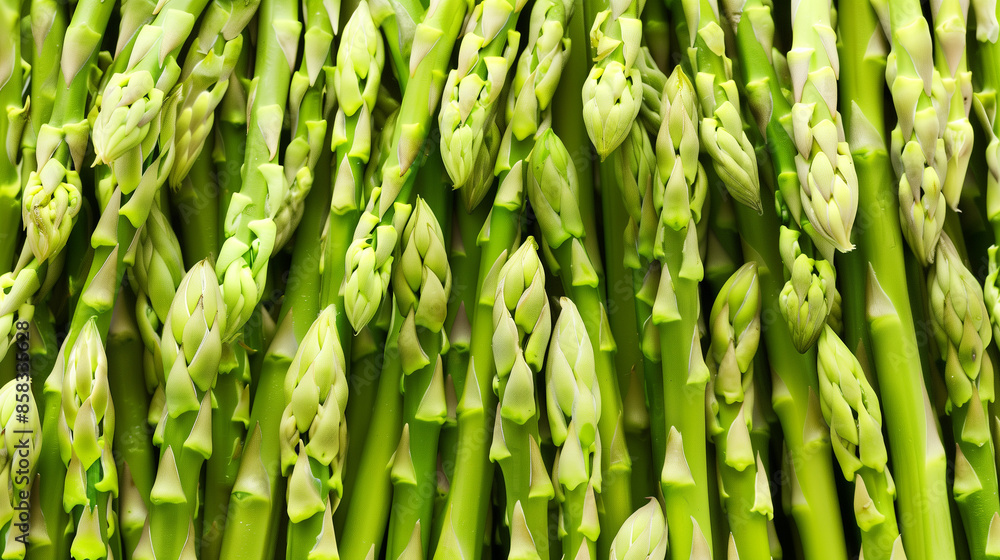Tightly packed fresh, crisp asparagus spears in a minimalist composition, filling the frame with their green color. Emphasizes their delicate texture and appetizing appearance, suitable as a backgroun Tightly packed fresh, crisp asparagus spears in a minimalist composition, filling the frame with their green color. Emphasizes their delicate texture and appetizing appearance, suitable as a backgroun