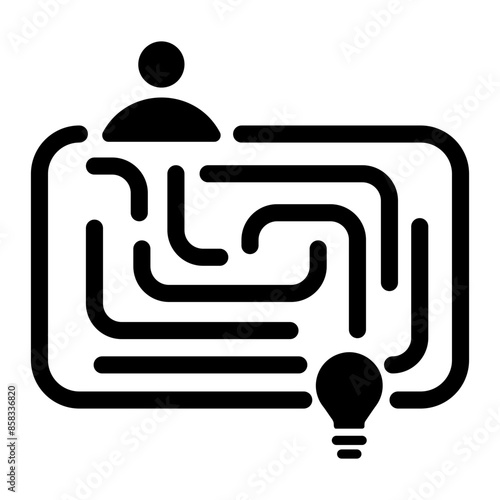 Customizable solid icon of logical maze 