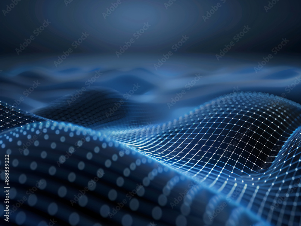 a blue wavy surface with dots a blue wavy surface with dots