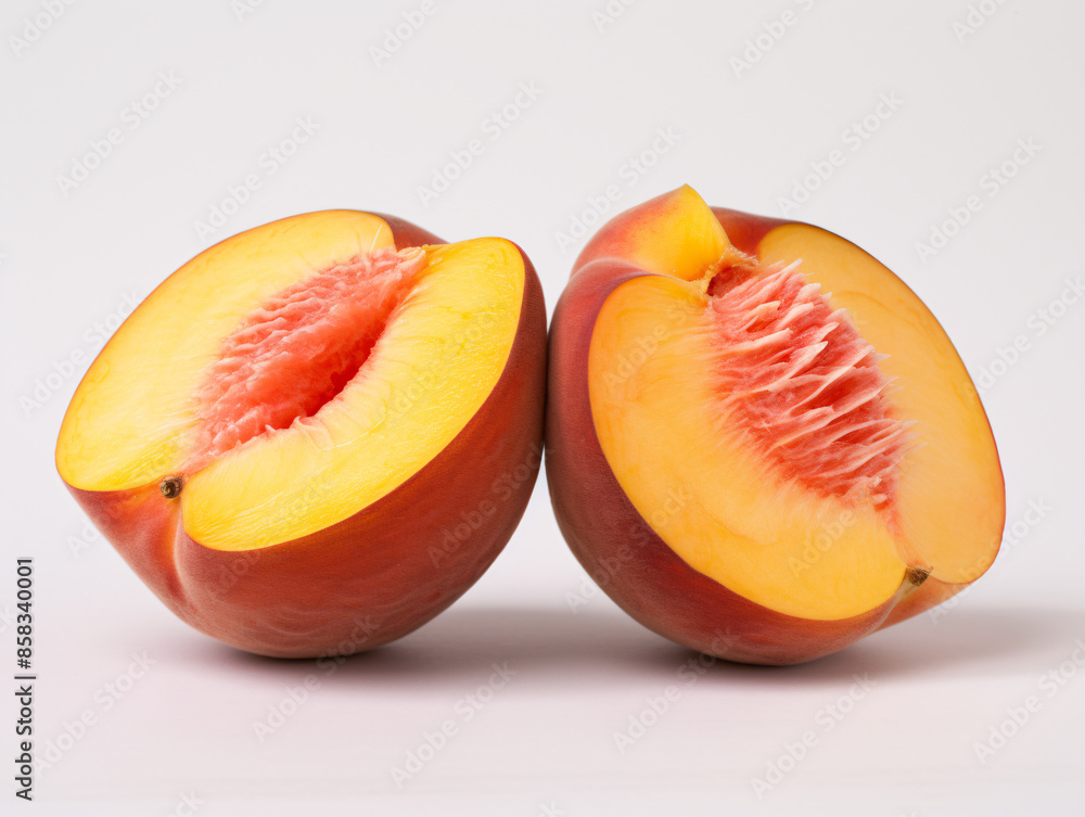 a peach cut in half a peach cut in half