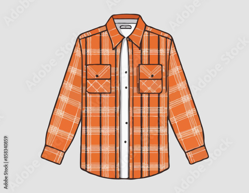 Orange plaid shirt with pockets