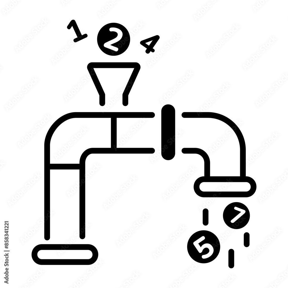 Modern line icon of number sequence Modern line icon of number sequence