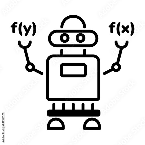 Trendy line style icon of math robot 