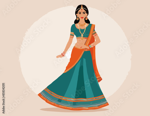 Indian woman in traditional Indian dress - ghagra 