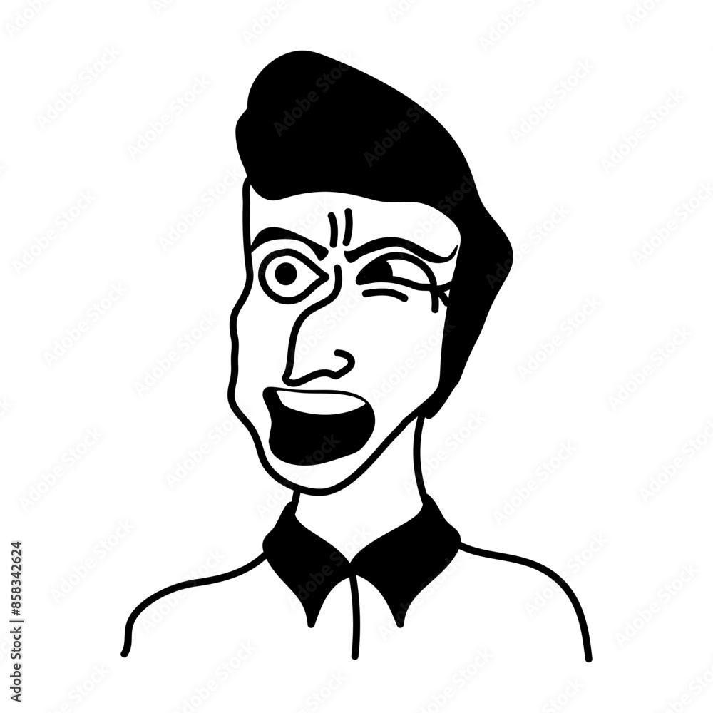 Ugly cartoon character of strabismus person Ugly cartoon character of strabismus person