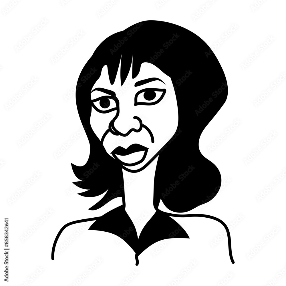 Doodle character showing an unattractive woman with big lips Doodle character showing an unattractive woman with big lips