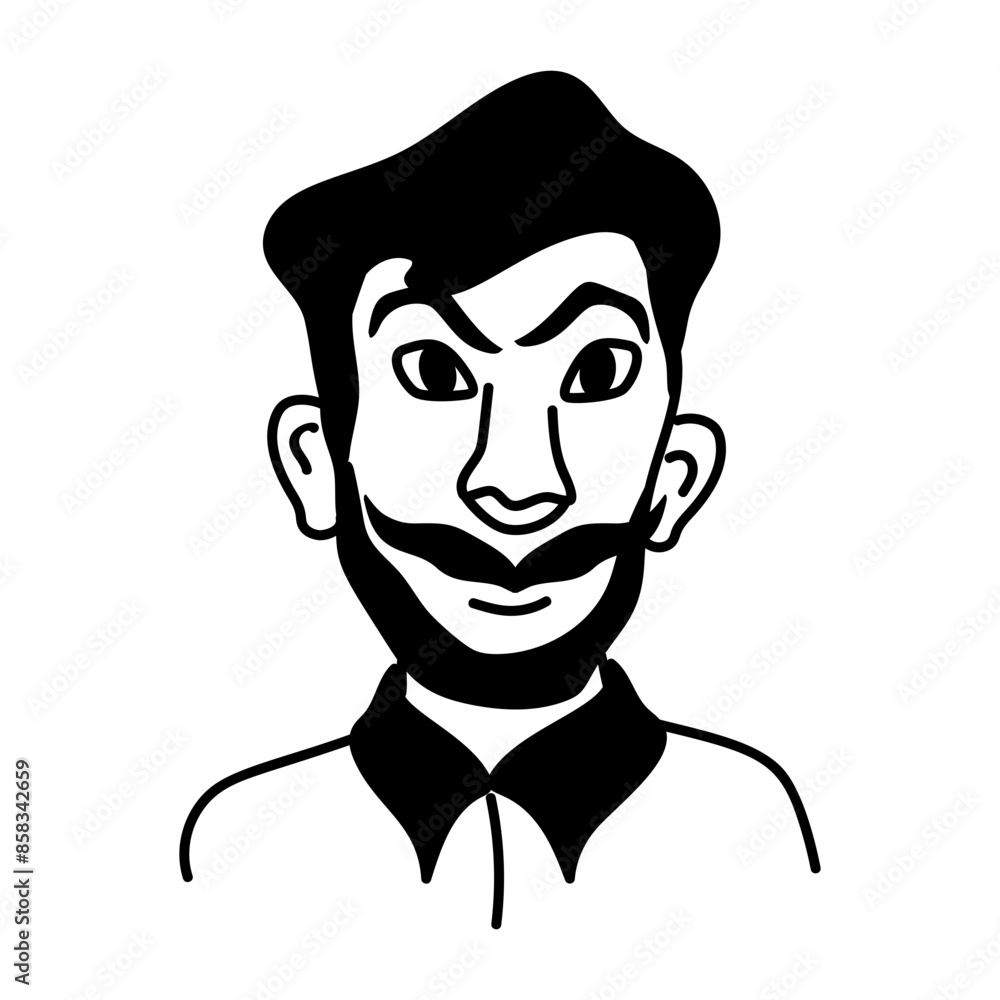 Doodle character of unattractive face with beard Doodle character of unattractive face with beard