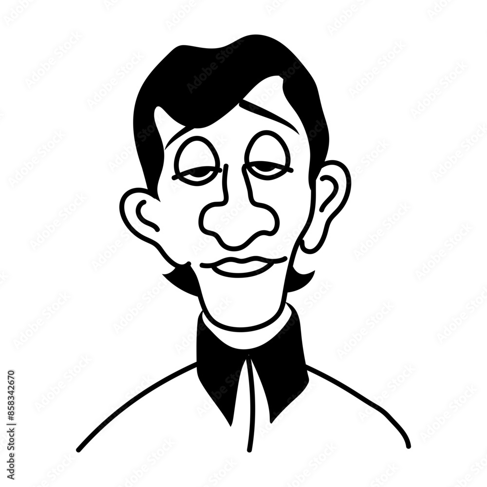 Doodle character of hideous man with serious expression Doodle character of hideous man with serious expression