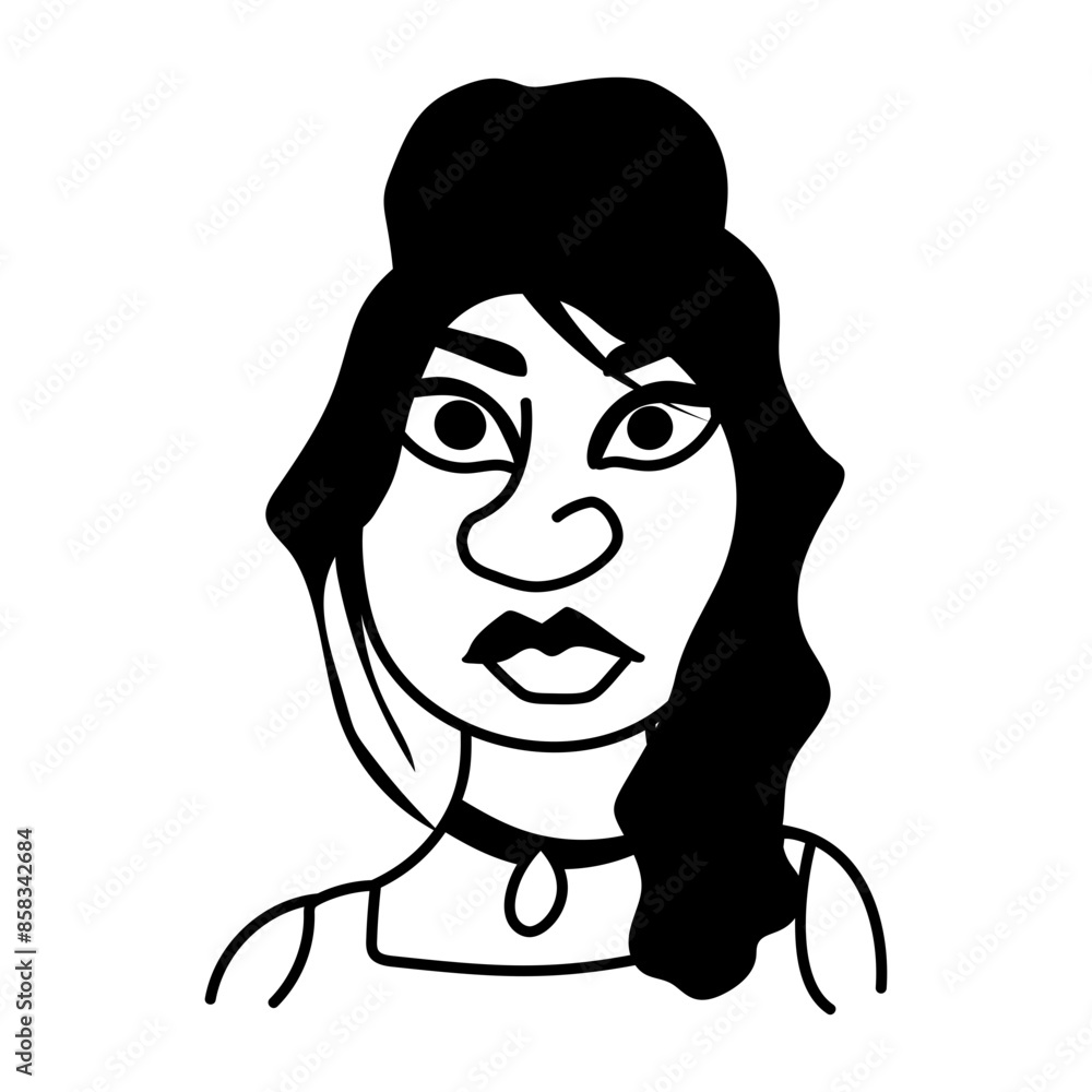 Doodle character of woman with ugly face Doodle character of woman with ugly face