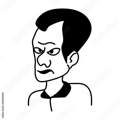 Cartoon style icon of an angry attractive person 