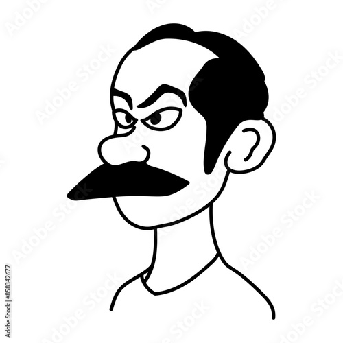 Doodle style character depicting ugly male face 