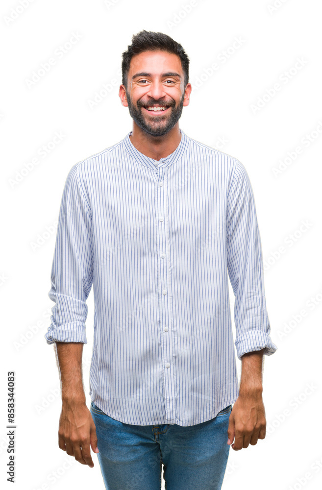 Adult hispanic man over isolated background with a happy and cool smile on face. Lucky person. Adult hispanic man over isolated background with a happy and cool smile on face. Lucky person.