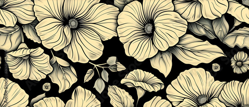 1930's vector style floral design and graphic pattern. Art Deco inspired wallpaper and resource background. photo