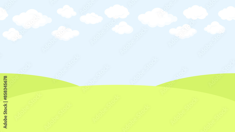 Green field and blue sky landscape seamless border Green field and blue sky landscape seamless border