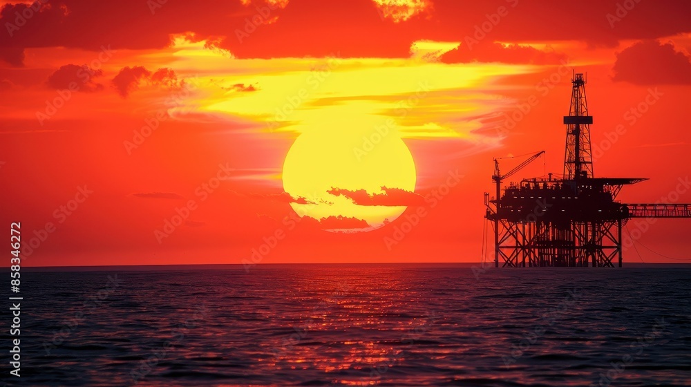 A sunrise over an offshore oil platform - sunrise background A sunrise over an offshore oil platform - sunrise background