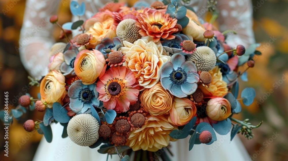Autumnal Floral Bouquet with Delicate Blooms and Greenery Autumnal Floral Bouquet with Delicate Blooms and Greenery