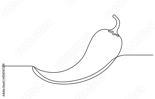 Food chili pepper icon. Simple illustration of food chili pepper vector icon for web design isolated on white background, Chili vegetable in continuous line art drawing style. Chili plant minimalist