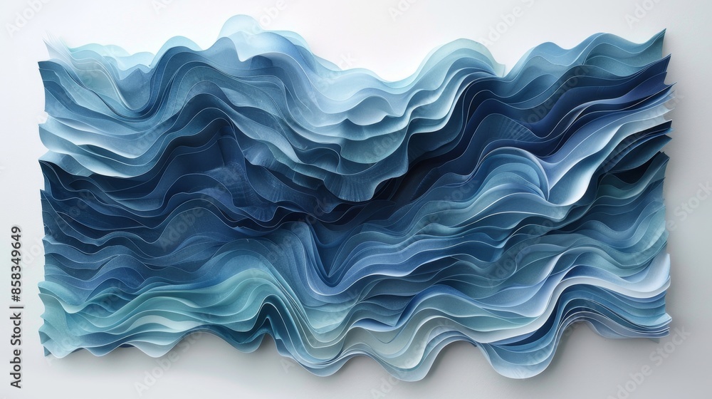 Abstract Blue Paper Wave Sculpture Abstract Blue Paper Wave Sculpture