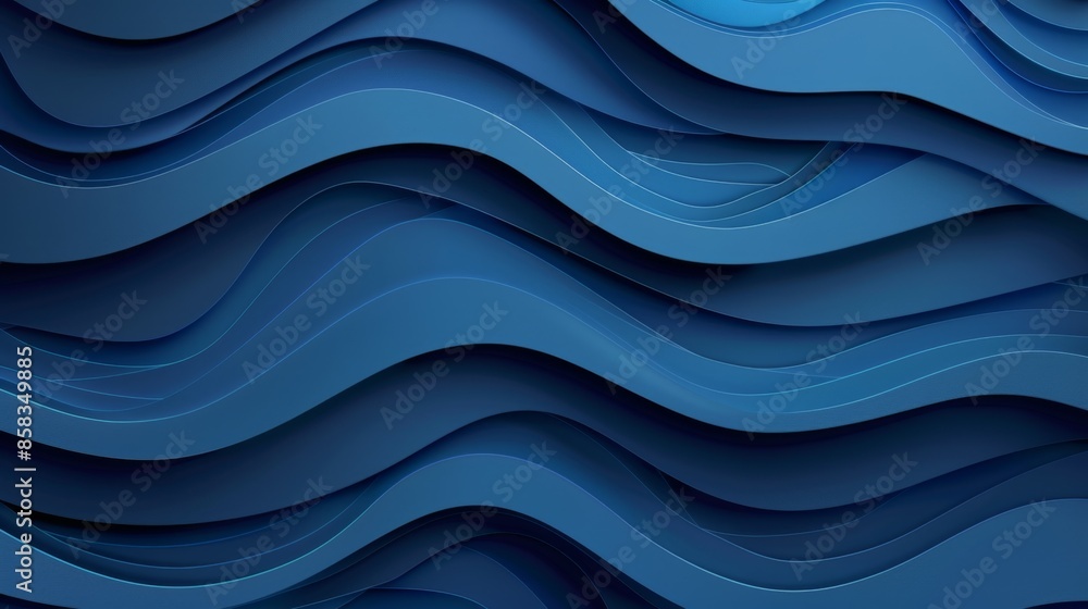 Abstract Blue Wavy Paper Background - 3D Rendering Abstract Blue Wavy Paper Background - 3D Rendering