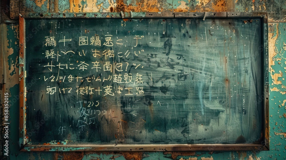 Fototapeta premium Japanese writing on the blackboard