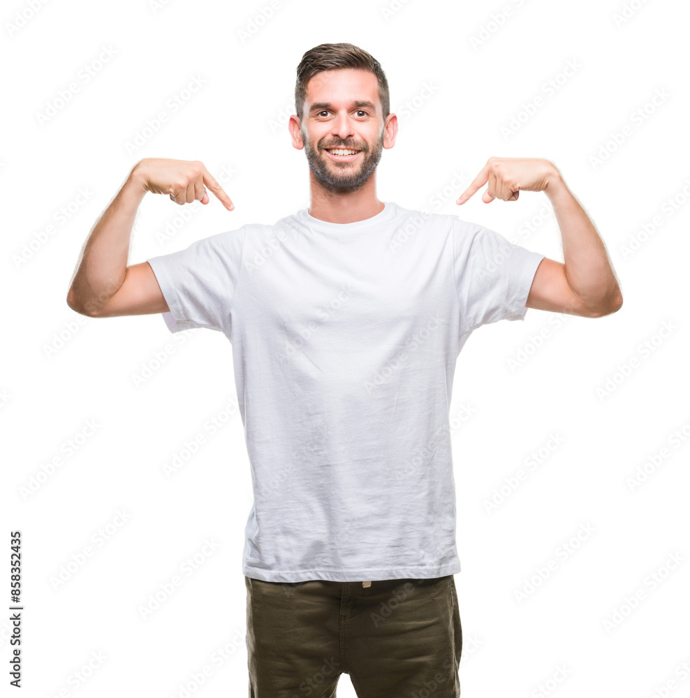 Young handsome man over isolated background looking confident with smile on face, pointing oneself with fingers proud and happy. Young handsome man over isolated background looking confident with smile on face, pointing oneself with fingers proud and happy.