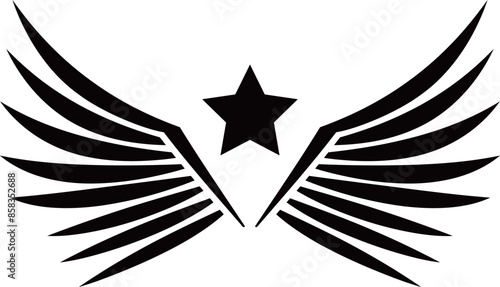 羽のエンブレム　ブラック