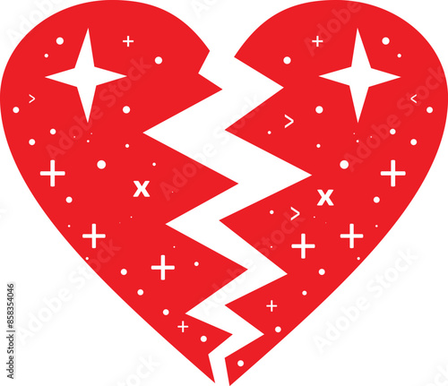 glittering broken red heart illustration vector