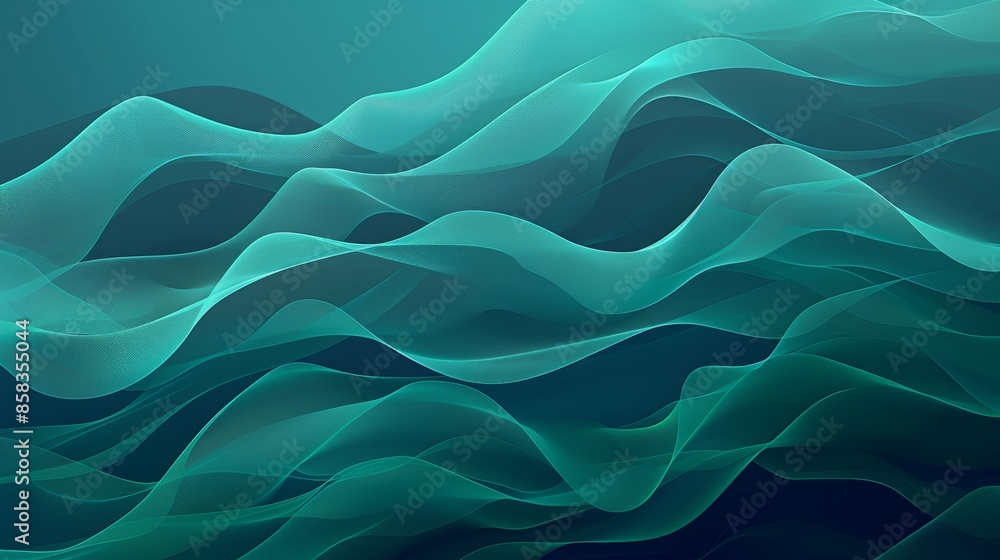 A serene abstract background featuring flowing teal waves, creating a calming and fluid visual effect with smooth gradients.