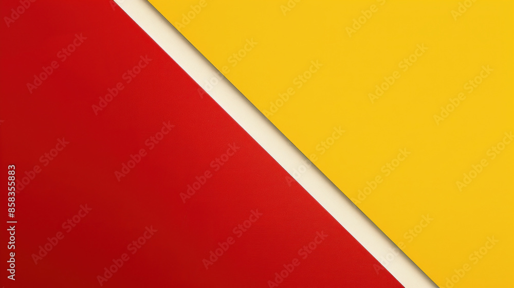The background is split in two by a white stripe. One half is red, and the other half is yellow. The background is split in two by a white stripe. One half is red, and the other half is yellow.