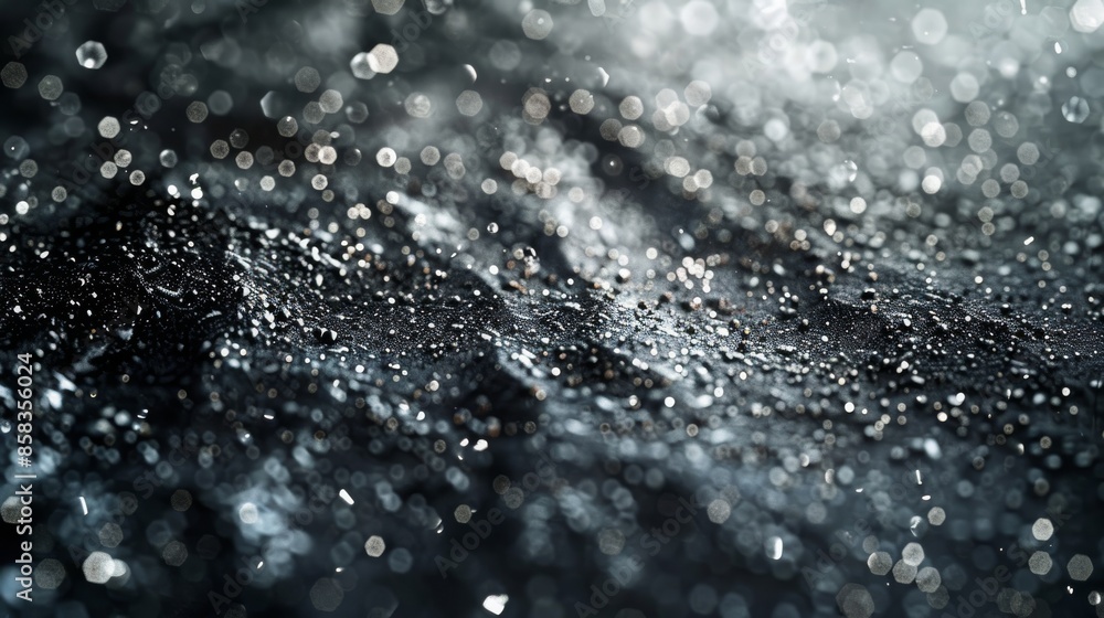 Abstract black and silver glitter texture with bokeh lighting effects. Abstract black and silver glitter texture with bokeh lighting effects.
