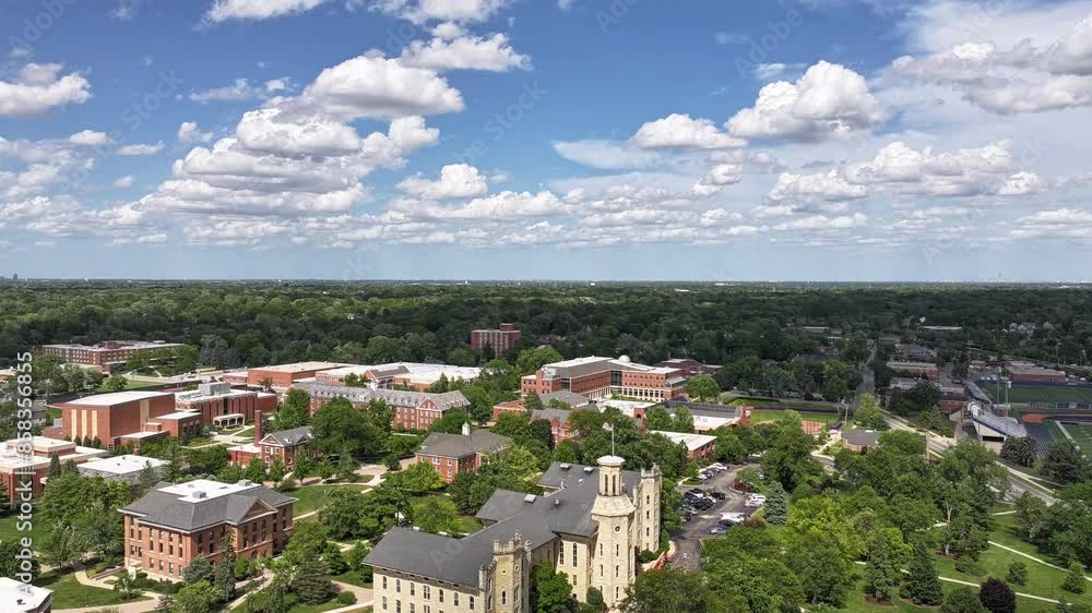 Aerial Timelapse of Wheaton college campus in downtown Wheaton Aerial Timelapse of Wheaton college campus in downtown Wheaton