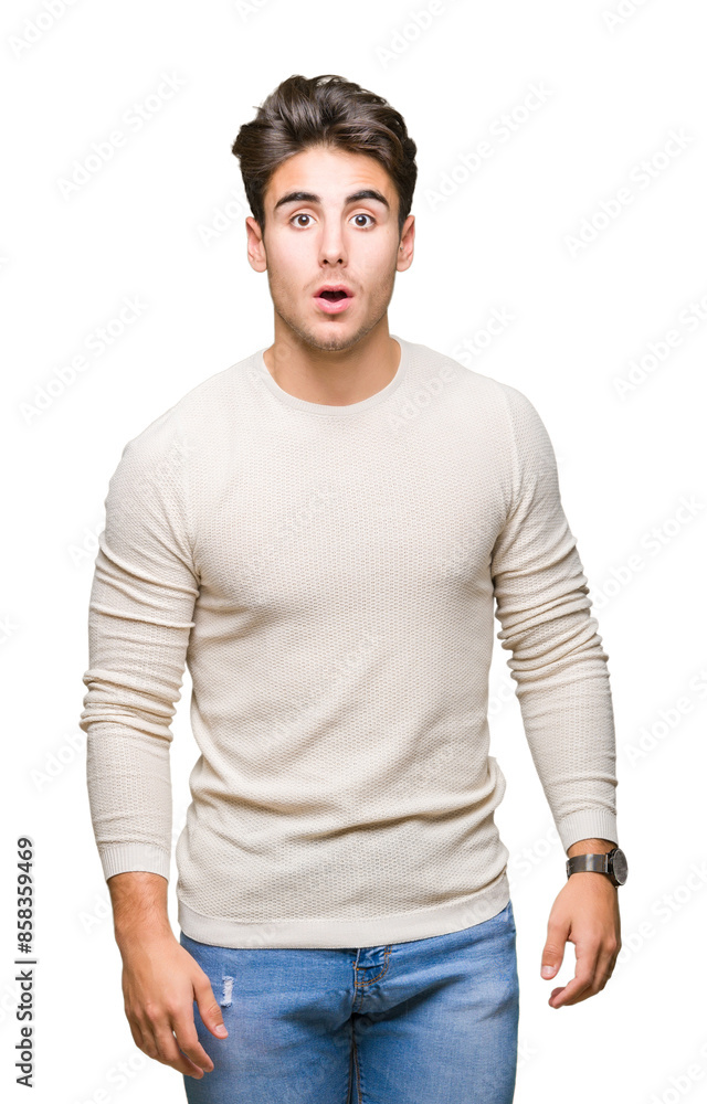Young handsome man over isolated background afraid and shocked with surprise expression, fear and excited face. Young handsome man over isolated background afraid and shocked with surprise expression, fear and excited face.