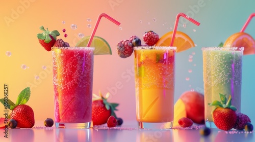 Refreshing Summer Cocktails with Colorful Fruit and Bubbles
 photo