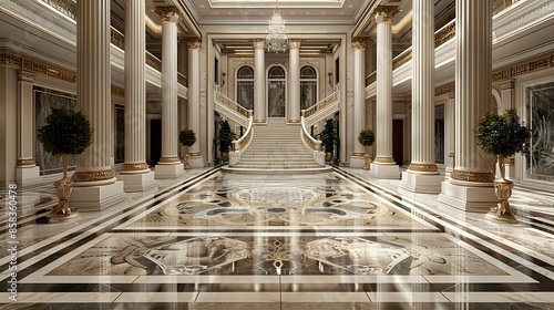 grand foyer in a neo-classical mansion photo