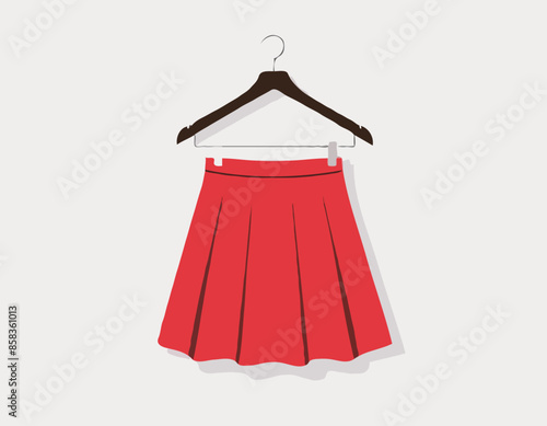 Red women's skirt. Clothes for women and girls. Vector illustration isolated on white background