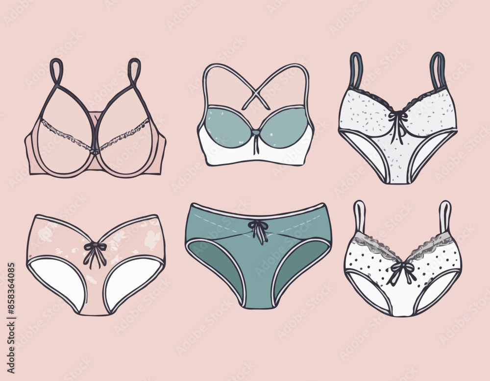 Collection of romantic underwear panties and bras Collection of romantic underwear panties and bras