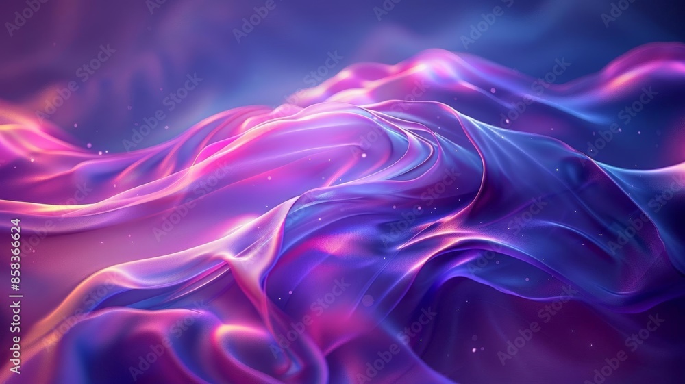 Abstract depiction of vibrant flowing fabric illuminated in hues of purple pink and blue Abstract depiction of vibrant flowing fabric illuminated in hues of purple pink and blue