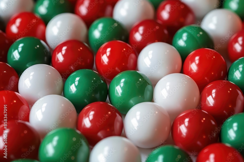 Colorful balls and spheres in red, green, and white symbolize diversity, unity, and joie de vivre
Colorful balls and spheres in red, green, and white symbolize diversity, unity, and joie de vivre