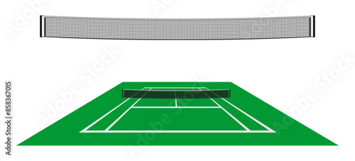 tennis court and net set vector illustration isolated on white background.