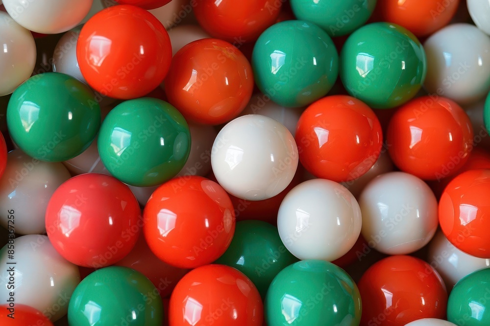 Colorful balls and spheres in red, green, and white symbolize diversity, unity, and joie de vivre
Colorful balls and spheres in red, green, and white symbolize diversity, unity, and joie de vivre