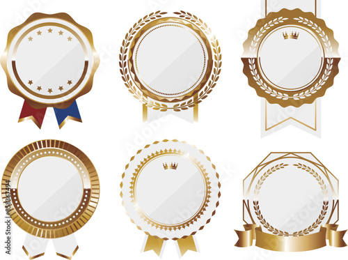 高級感のあるエンブレム6種セット　ホワイト＆ゴールド