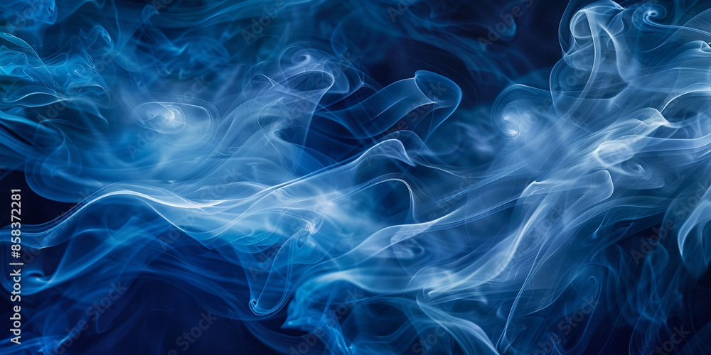 Blue glowing light background with smoke and swirls