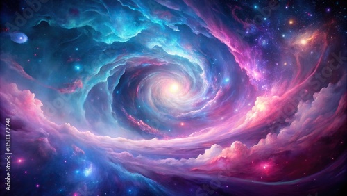 Ethereal nebula swirl in celestial pink and blue, featuring fantasy space art, ethereal, nebula, swirl, celestial, pink, blue, fantasy