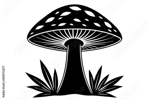 Mushroom silhouette vector art illustration