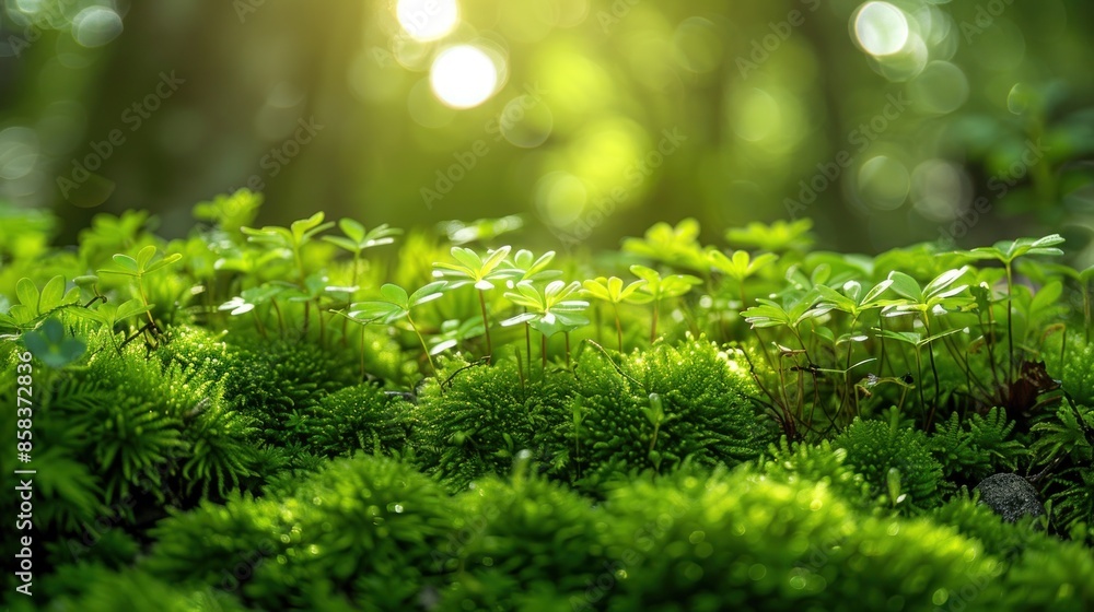 Sunlight Through Lush Green Moss Sunlight Through Lush Green Moss
