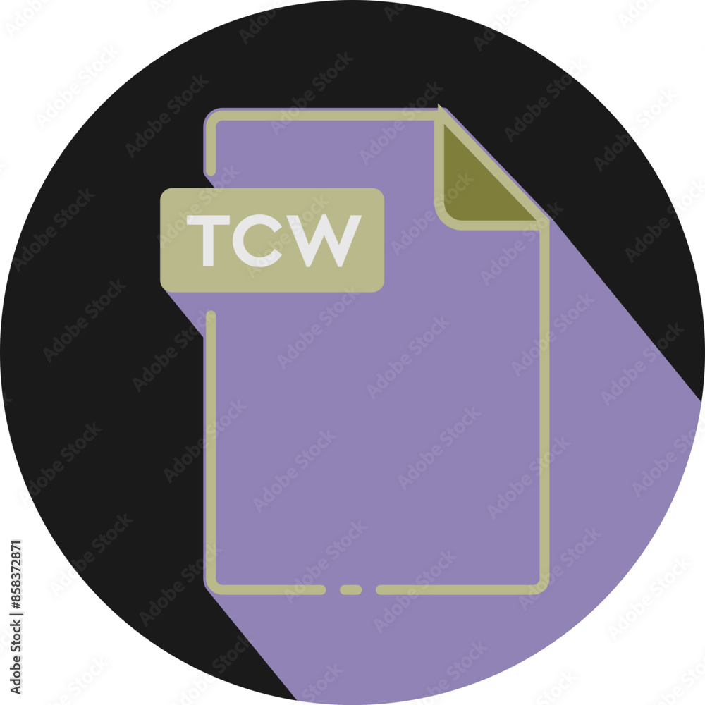 TCW File format minimal icon with circle outside TCW File format minimal icon with circle outside