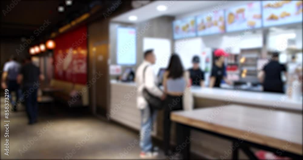 Time Lapse video of People Walking and Ordering from a Fast Food restaurant. Blurred background 4K video. Time Lapse video of People Walking and Ordering from a Fast Food restaurant. Blurred background 4K video.