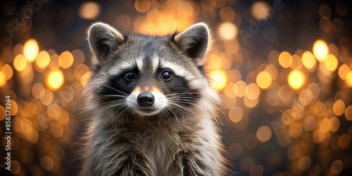 Aristocratic raccoon with a northern shine in the background , raccoon, aristocratic, animal, wildlife, elegant, luxurious