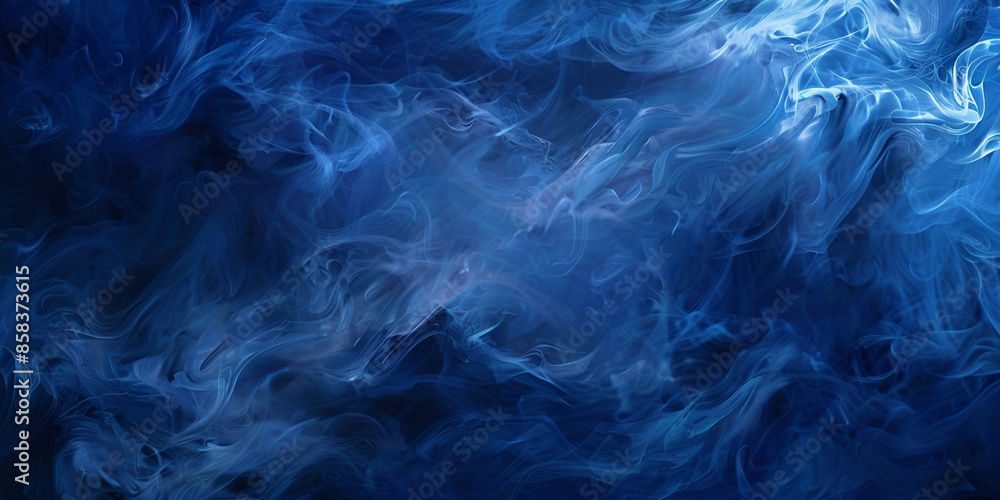 Blue background with smoke, blue and white swirls of fog in the air Blue background with smoke, blue and white swirls of fog in the air